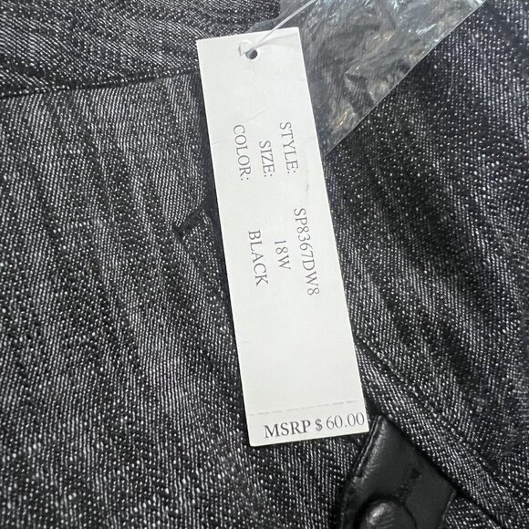 Larry Levine Pants Stretch Black Glen Plaid Zip Fly Pockets Women's Size 18W - Picture 10 of 13